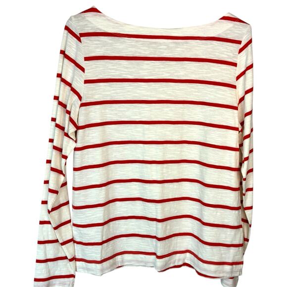 Old Navy red/white striped long-sleeve tee boatneck Women’s M nautical - Picture 2 of 7